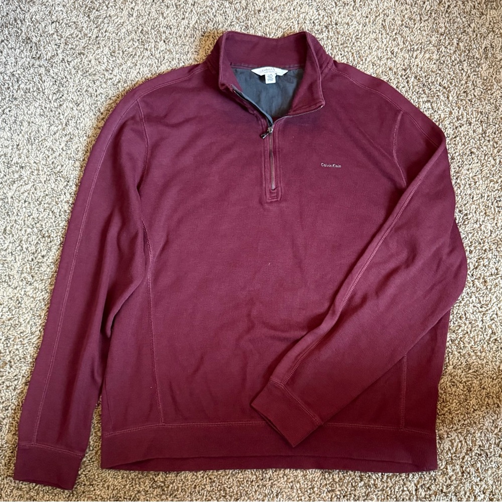 Calvin Klein Burgundy 1/4 Zip Pullover Sweater - Picture 3 of 3